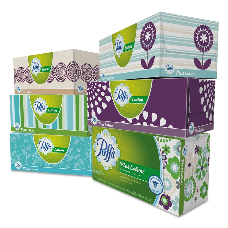 Puffs Plus Lotion Facial Tissue, 2-Ply, White, 124 Sheets/Box, 6 Boxes/Pack, 4 Packs/Carton - PGC39383 - TotalRestroom.com