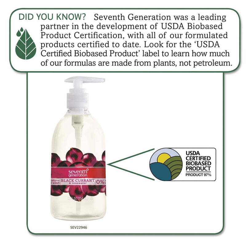 Seventh Generation Natural Hand Wash, Black Currant & Rosewater, 12 Oz Pump Bottle - SEV22946EA - TotalRestroom.com