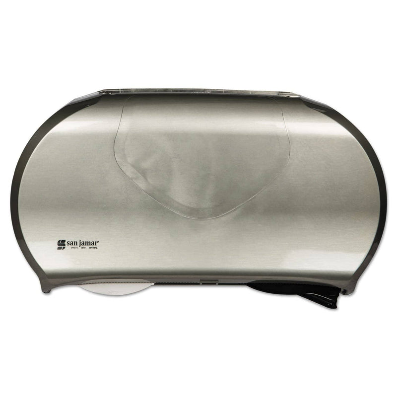 San Jamar Twin Jumbo Bath Tissue Dispenser, 19 1/4 X 6 X 12 1/4, Faux Stainless Steel - SJMR4070SS