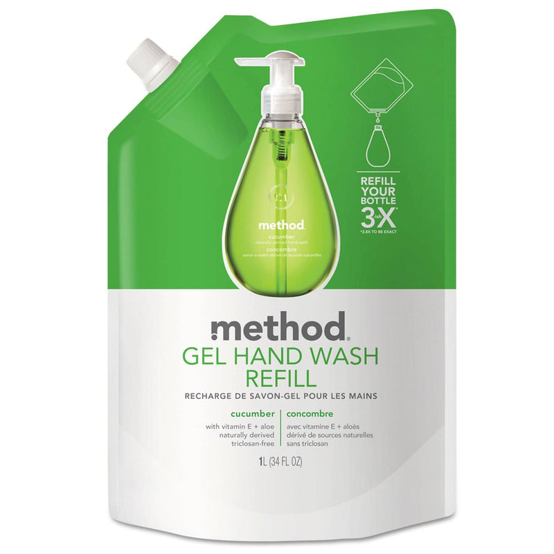 Method Gel Hand Wash Refill, Cucumber, 34 Oz Pouch - MTH00656