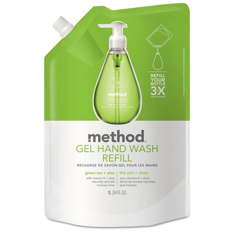 Method Gel Hand Wash Refill, Green Tea And Aloe, 34 Oz Pouch - MTH00651 - TotalRestroom.com