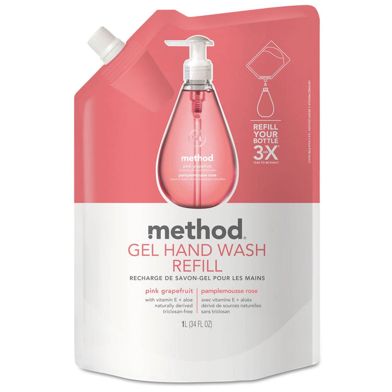 Method Gel Hand Wash Refill, Pink Grapefruit, 34 Oz Pouch, 6/Carton - MTH00655CT - TotalRestroom.com