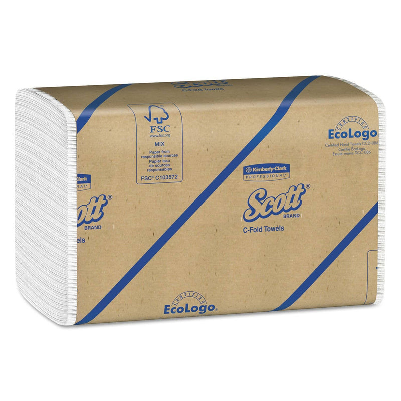 Scott Essential C-Fold Towels, Absorbency Pockets,10 1/8X13 3/20,White,200/Pk,12 Pk/Ct - KCC01510 - TotalRestroom.com
