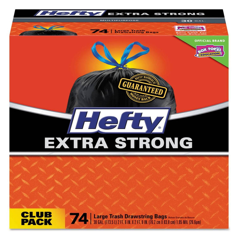 Hefty Ultra Strong Tall Kitchen and Trash Bags, 30 gal, 1.1 mil, 30 x 33, Black