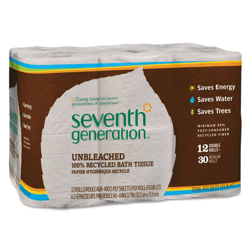 Seventh Generation Natural Unbleached 100% Recycled Bath Tissue, Septic Safe, 2-Ply, 400 Sheet/Mega Roll, 48/Carton - SEV13735CT - TotalRestroom.com