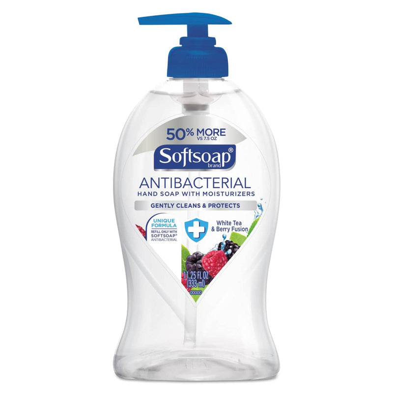 Softsoap Antibacterial Hand Soap, White Tea & Berry Fusion, 11 1/4 Oz Pump Bottle - CPC44573EA - TotalRestroom.com