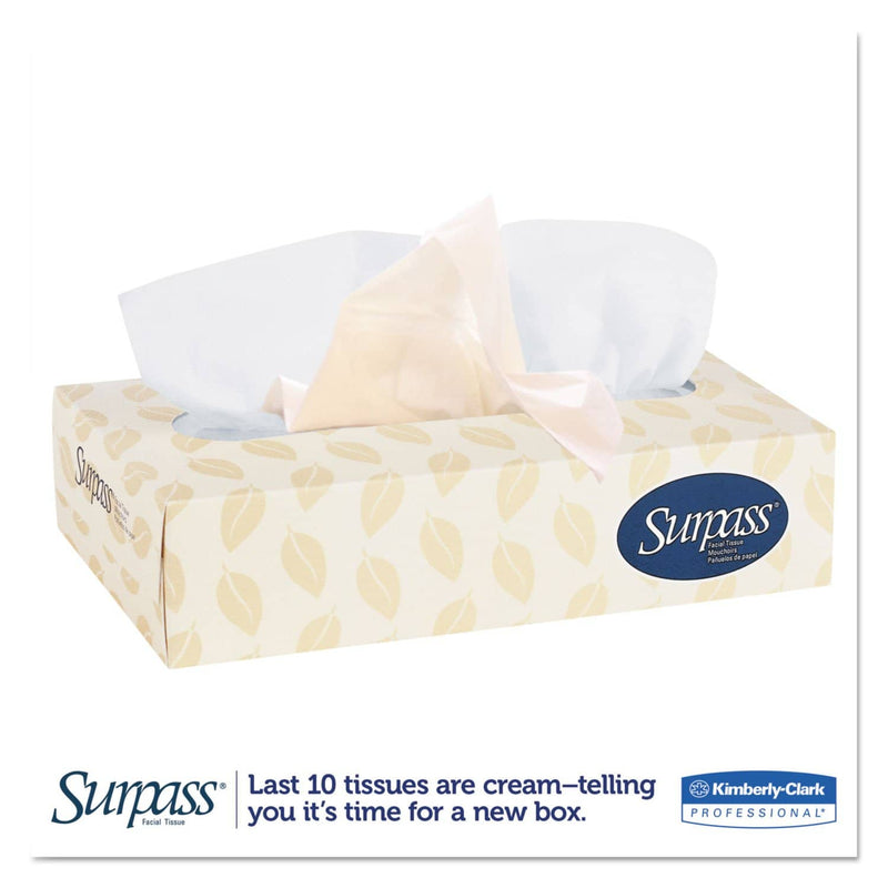 Surpass Facial Tissue, 2-Ply, White, Flat Box, 100 Sheets/Box, 30 Boxes/Carton - KCC21340 - TotalRestroom.com