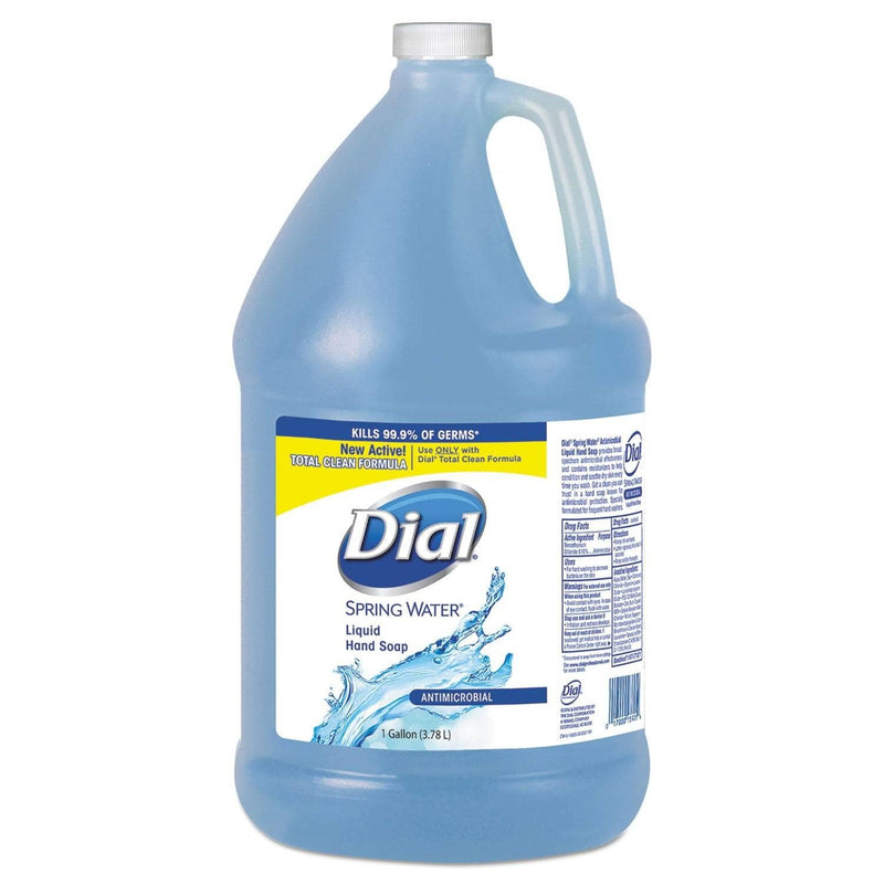 Dial Antimicrobial Liquid Hand Soap, Spring Water Scent, 1 Gal Bottle, 4/Carton - DIA15926 - TotalRestroom.com