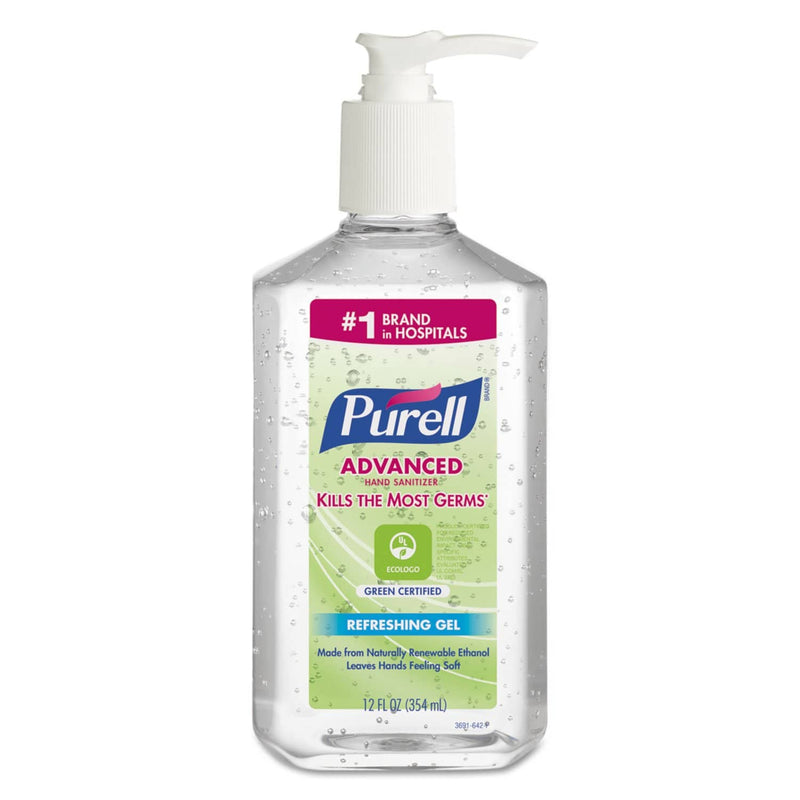 Purell Advanced Hand Sanitizer Green Certified Gel, Fragrance-Free, 12 Oz Pump Bottle - GOJ369112EA - TotalRestroom.com