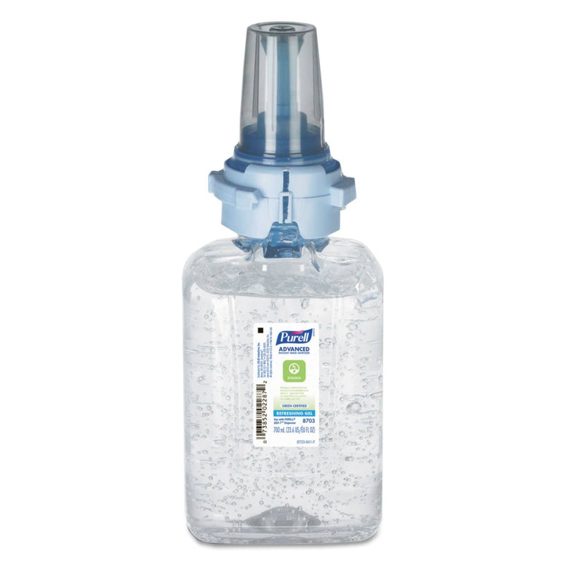 Purell Advanced Hand Sanitizer Green Certified Gel Refill, 700 Ml, Fragrance Free, 4/Carton - GOJ870304CT - TotalRestroom.com