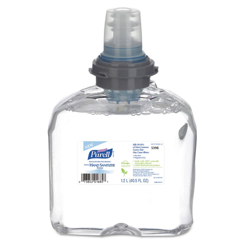 Purell Advanced Hand Sanitizer Skin Nourishing Foam, 1200 Ml Refill, 2/Carton - GOJ539802 - TotalRestroom.com