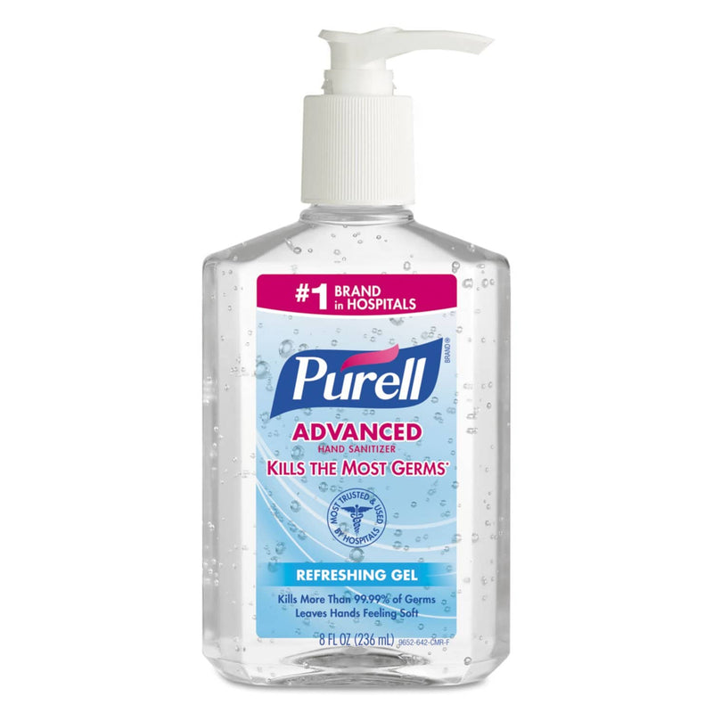 Purell Advanced Hand Sanitizer Refreshing Gel, Clean Scent, 8 Oz Pump Bottle, 12/Carton - GOJ965212CT - TotalRestroom.com