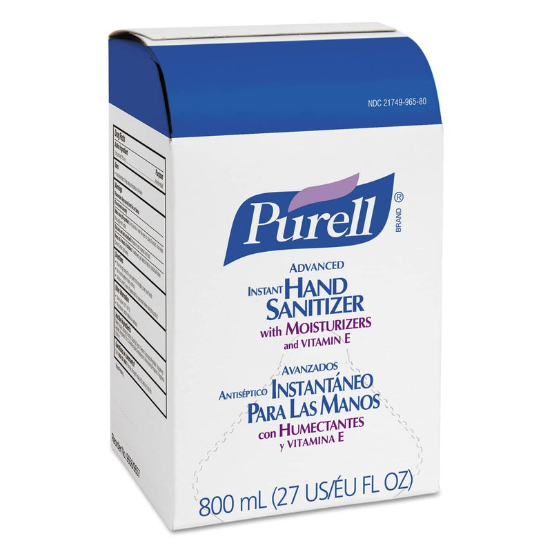 Purell Advanced Hand Sanitizer Gel Refill, Bag-In-Box, 800 Ml, 12/Carton - GOJ965712 - TotalRestroom.com