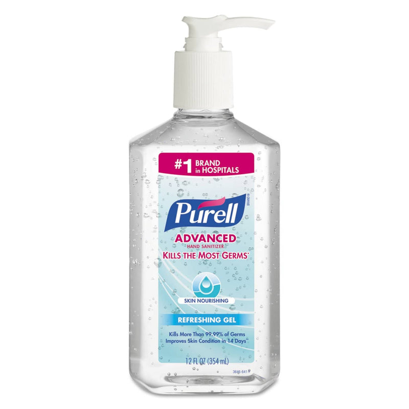 Purell Advanced Hand Sanitizer Skin Nourishing Gel, 12 Oz Pump Bottle, 12/Carton - GOJ364612 - TotalRestroom.com