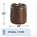 Stout Controlled Life-Cycle Plastic Trash Bags, 39 Gal, 1.1 Mil, 33" X 44", Brown, 40/Box - STOG3344B11 - TotalRestroom.com