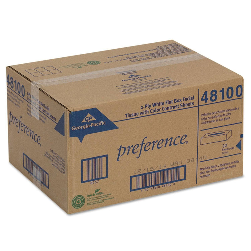 Georgia Pacific Facial Tissue, 2-Ply, White, Flat Box, 100 Sheets/Box, 30 Boxes/Carton - GPC48100 - TotalRestroom.com