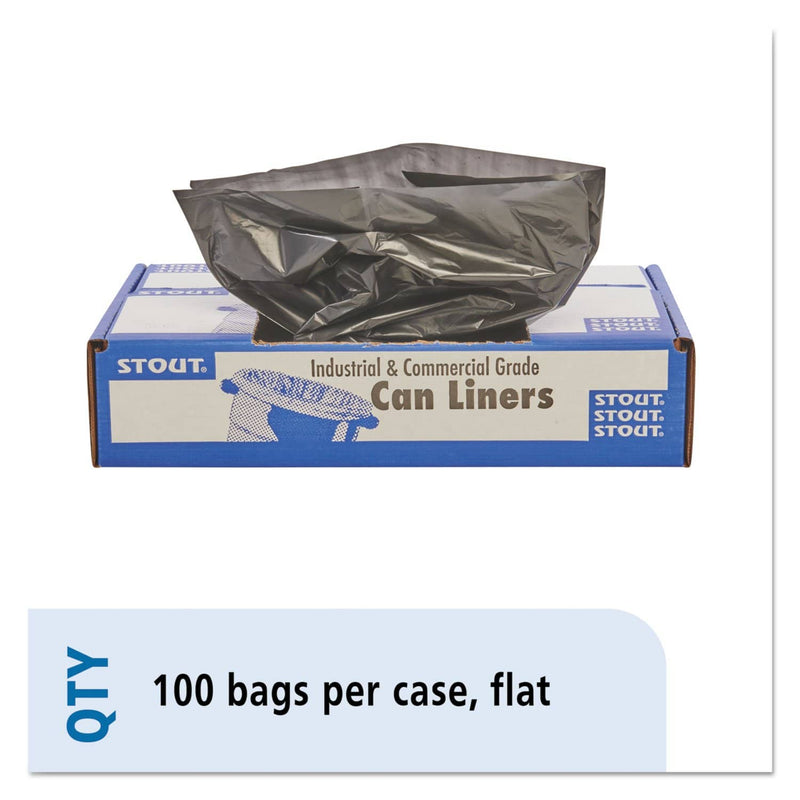 Stout Total Recycled Content Plastic Trash Bags, 30 Gal, 1.3 Mil, 30" X 39", Brown/Black, 100/Carton - STOT3039B13 - TotalRestroom.com