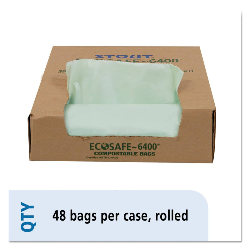 Stout Ecosafe-6400 Bags, 30 Gal, 1.1 Mil, 30" X 39", Green, 48/Box - STOE3039E11 - TotalRestroom.com