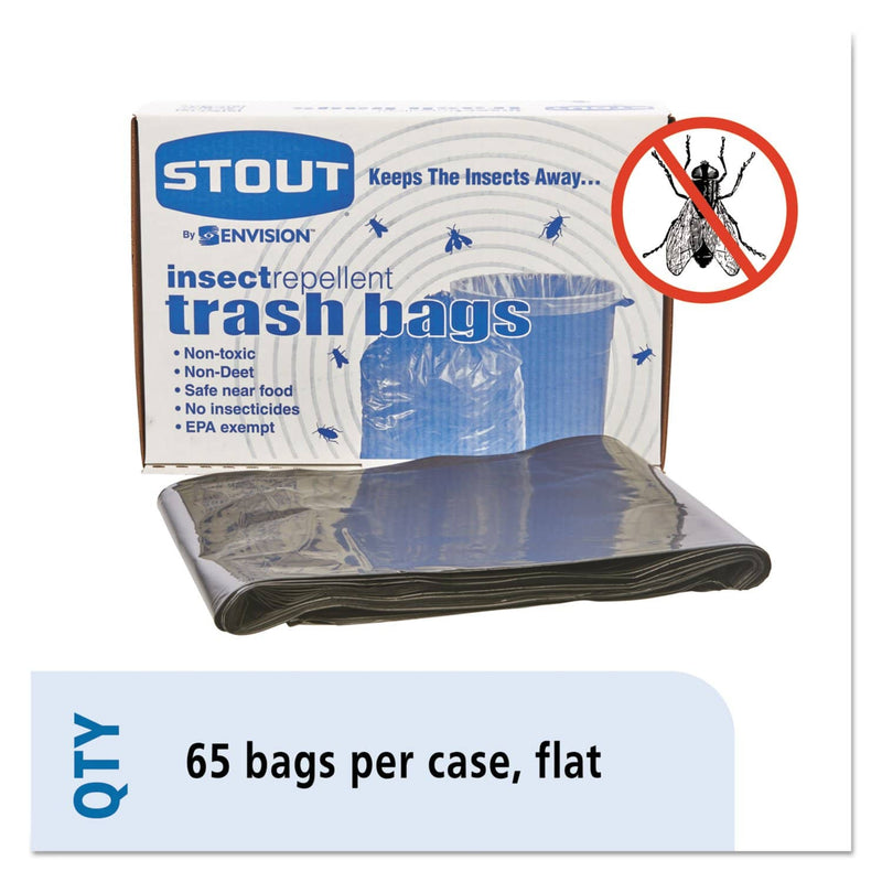 Stout Insect-Repellent Trash Bags, 55 Gal, 2 Mil, 37" X 52", Black, 65/Box - STOP3752K20 - TotalRestroom.com