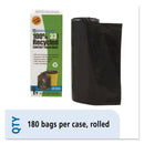 Stout Total Recycled Content Plastic Trash Bags, 33 Gal, 1.3 Mil, 33" X 40", Brown/Black, 180/Carton - STOT3340K13R - TotalRestroom.com