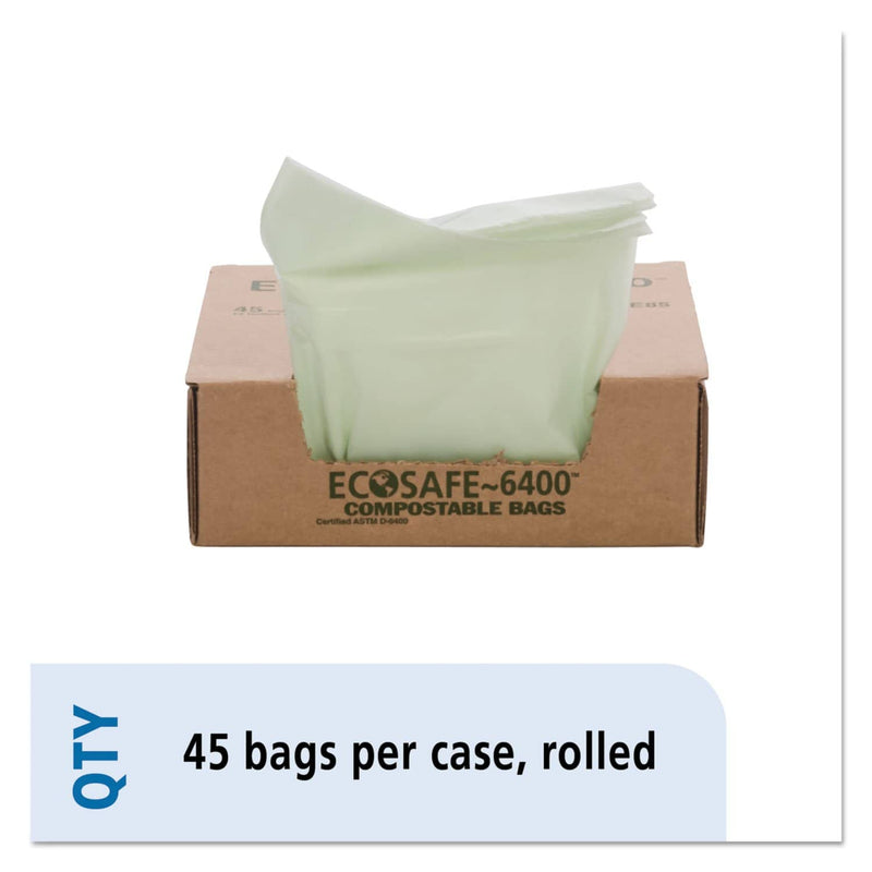Stout Ecosafe-6400 Bags, 13 Gal, 0.85 Mil, 24" X 30", Green, 45/Box - STOE2430E85 - TotalRestroom.com