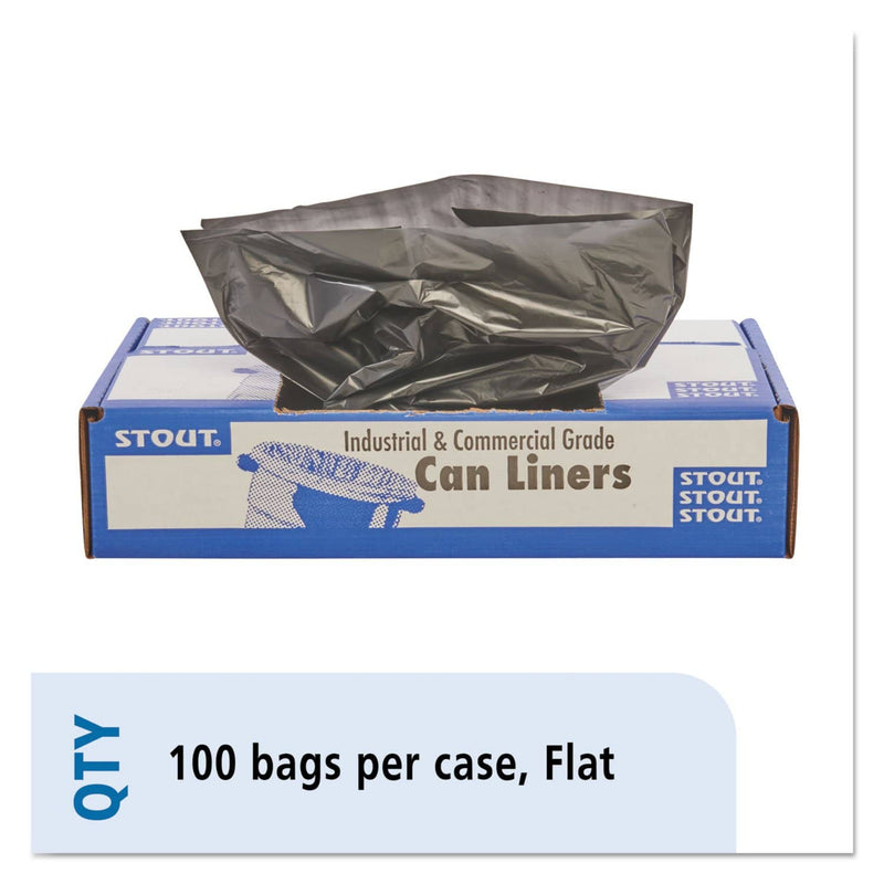 Stout Total Recycled Content Plastic Trash Bags, 56 Gal, 1.5 Mil, 43" X 49", Brown/Black, 100/Carton - STOT4349B15 - TotalRestroom.com
