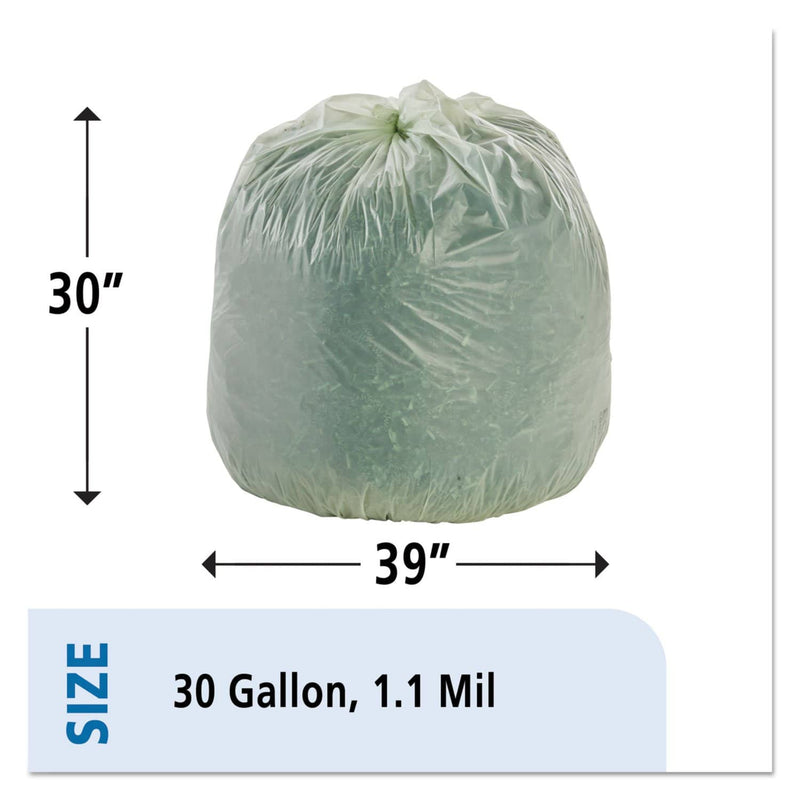 Stout Ecosafe-6400 Bags, 30 Gal, 1.1 Mil, 30" X 39", Green, 48/Box - STOE3039E11 - TotalRestroom.com