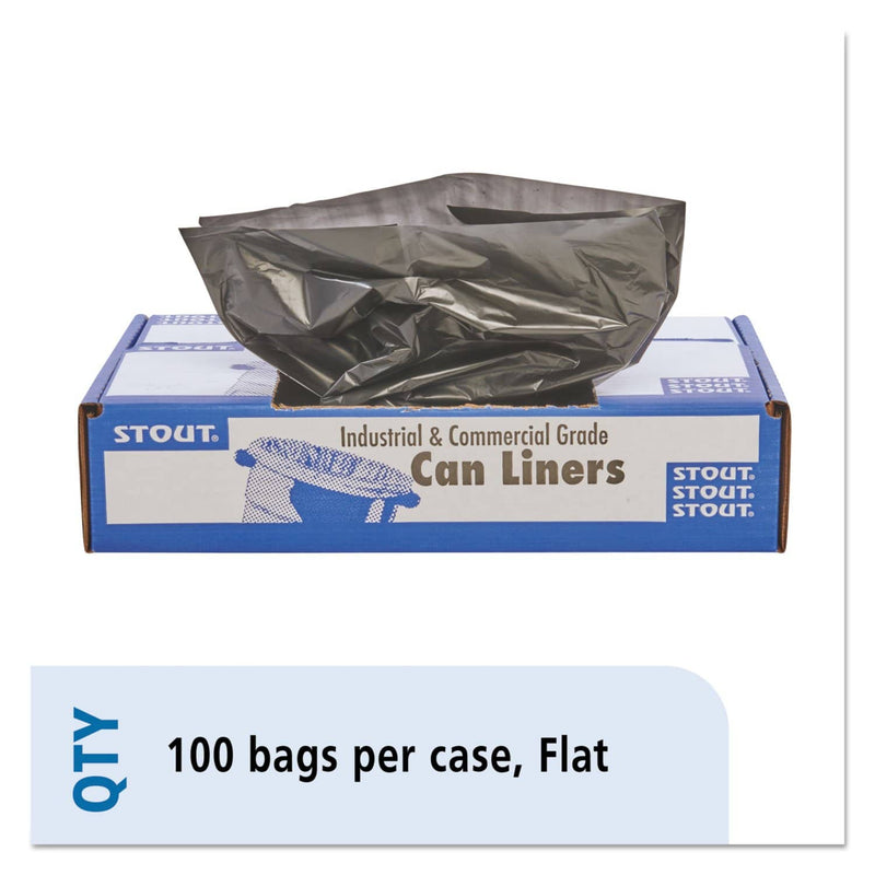 Stout Total Recycled Content Plastic Trash Bags, 33 Gal, 1.5 Mil, 33" X 40", Brown/Black, 100/Carton - STOT3340B15 - TotalRestroom.com