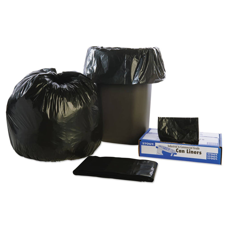 Stout Total Recycled Content Plastic Trash Bags, 33 Gal, 1.3 Mil, 33" X 40", Brown/Black, 100/Carton - STOT3340B13 - TotalRestroom.com