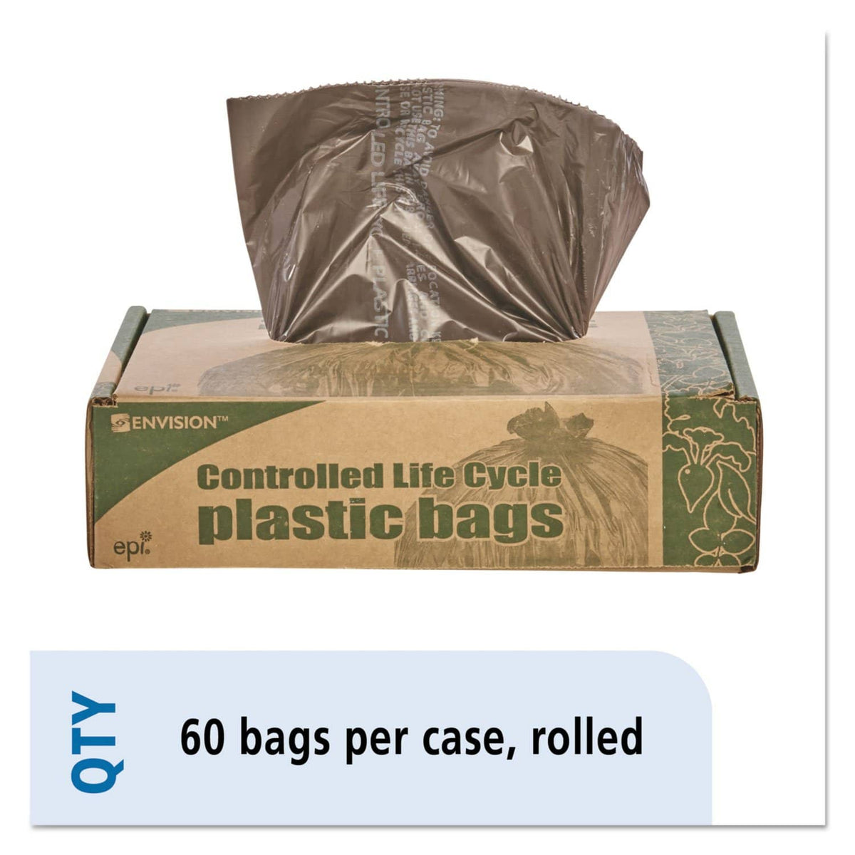 Stout Controlled Life-Cycle Plastic Trash Bags, 30 Gal, 0.8 Mil, 30" X 36", Brown, 60/Box - STOG3036B80 - TotalRestroom.com