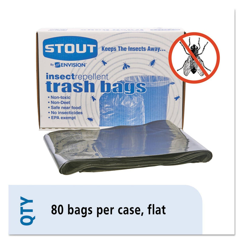 Stout Insect-Repellent Trash Bags, 35 Gal, 2 Mil, 33" X 45", Black, 80/Box - STOP3345K20 - TotalRestroom.com