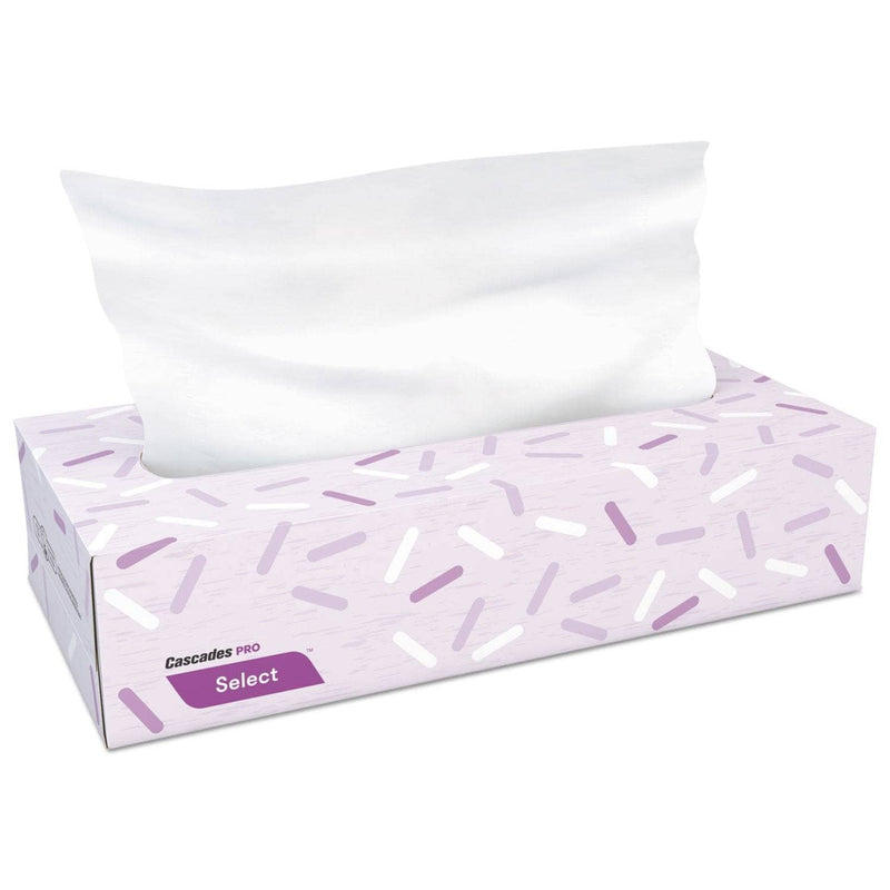 Cascades Select Flat Box Facial Tissue, 2-Ply, White, 100 Sheets/Box, 30 Boxes/Carton - CSDF150 - TotalRestroom.com