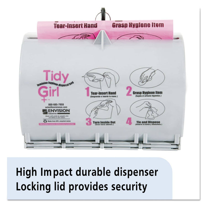 Tidy Girl Plastic Feminine Hygiene Disposal Bag Dispenser, Gray - STOTGUDPV2 - TotalRestroom.com