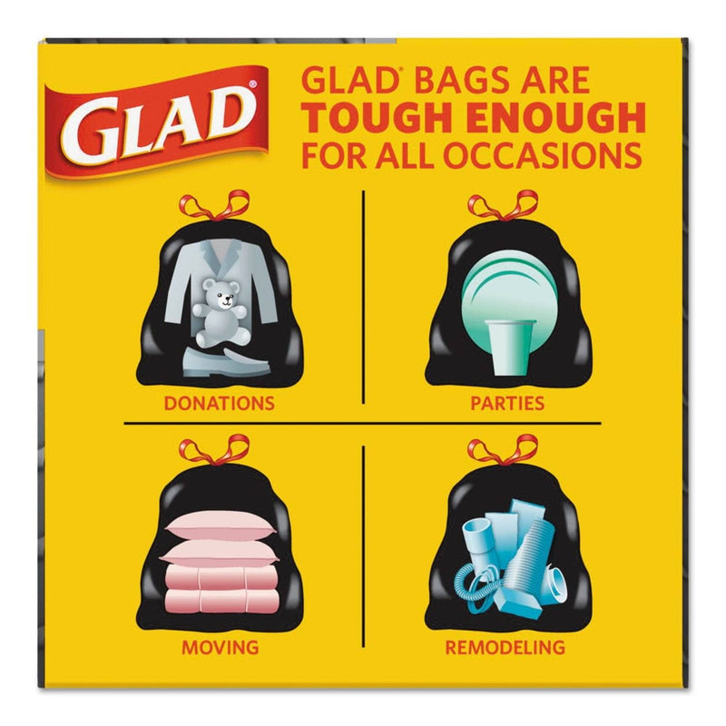 Glad Drawstring Large Trash Bags, 30 Gal, 1.05 Mil, 30 X 33, Black,  15/Box - CLO78966BX