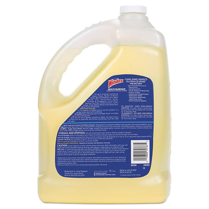 Windex Multi-Surface Disinfectant Cleaner, Citrus, 1 Gal Bottle, 4/Carton - SJN682265 - TotalRestroom.com