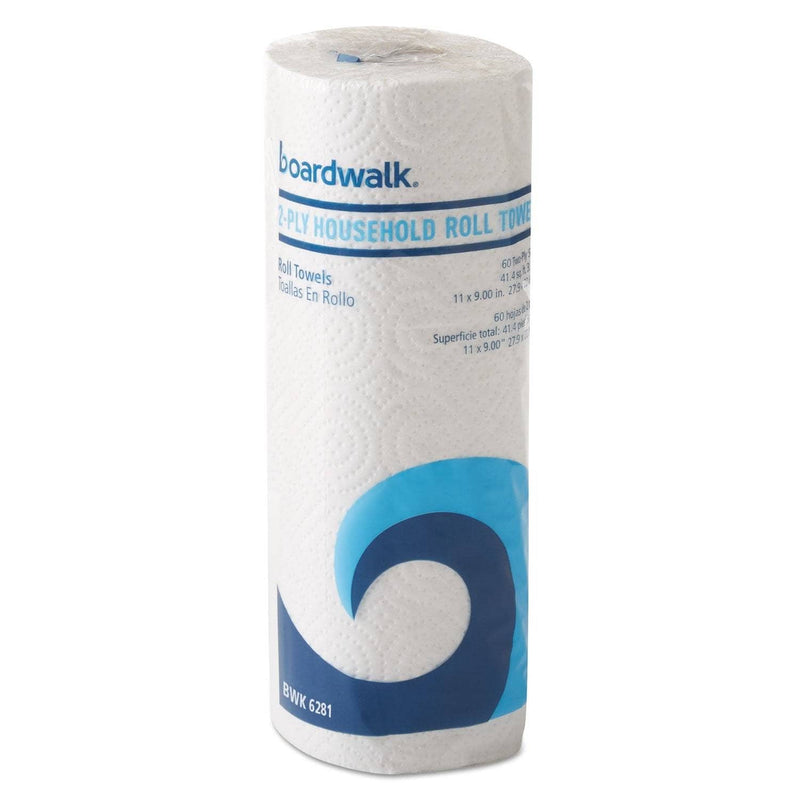Boardwalk Office Packs Perforated Paper Towel Rolls, 2-Ply, White, 9" X 11", 60/Roll,15/Ct - BWK6281 - TotalRestroom.com
