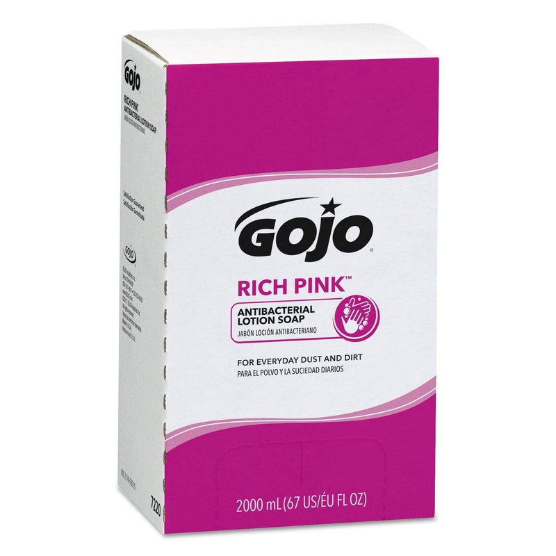 Gojo Rich Pink Antibacterial Lotion Soap Refill, 2000Ml, Pink, 4/Carton - GOJ7220 - TotalRestroom.com