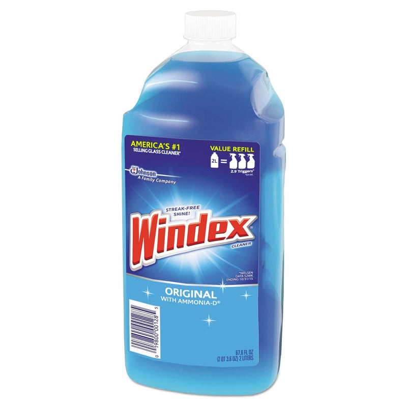 Windex Glass Cleaner With Ammonia-D, 67.6Oz Refill, Unscented, 6/Carton - SJN062128 - TotalRestroom.com