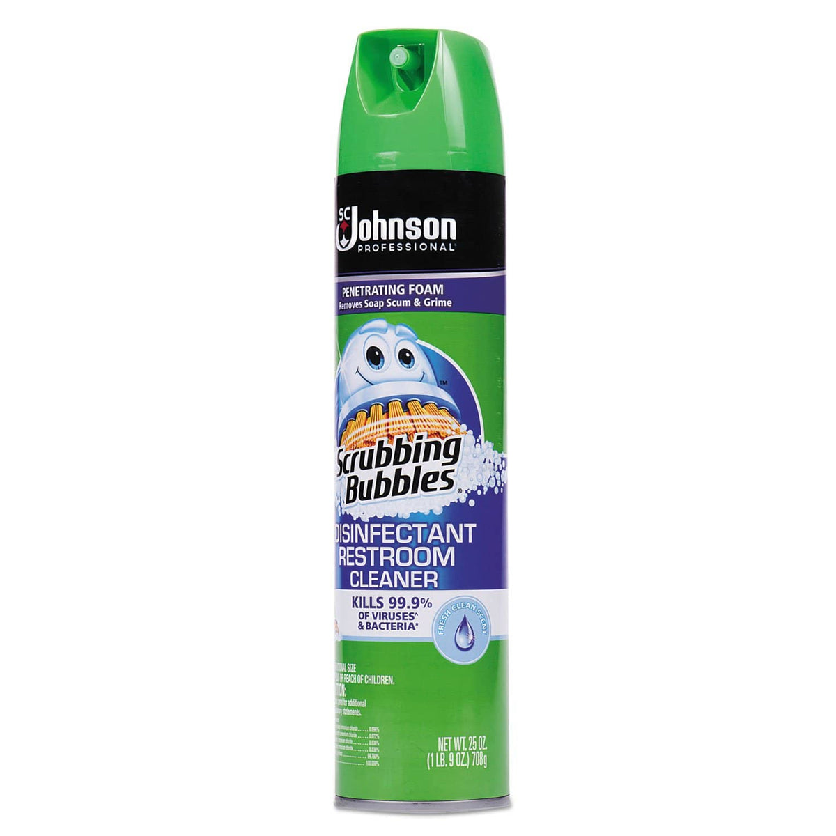 Scrubbing Bubbles Disinfectant Restroom Cleaner, Clean Fresh Scent, 25 Oz Aerosol Can - SJN682264EA - TotalRestroom.com
