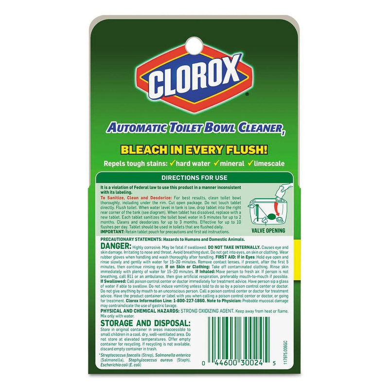 Clorox Automatic Toilet Bowl Cleaner, 3.5 Oz Tablet, 2/Pack - CLO30024PK - TotalRestroom.com