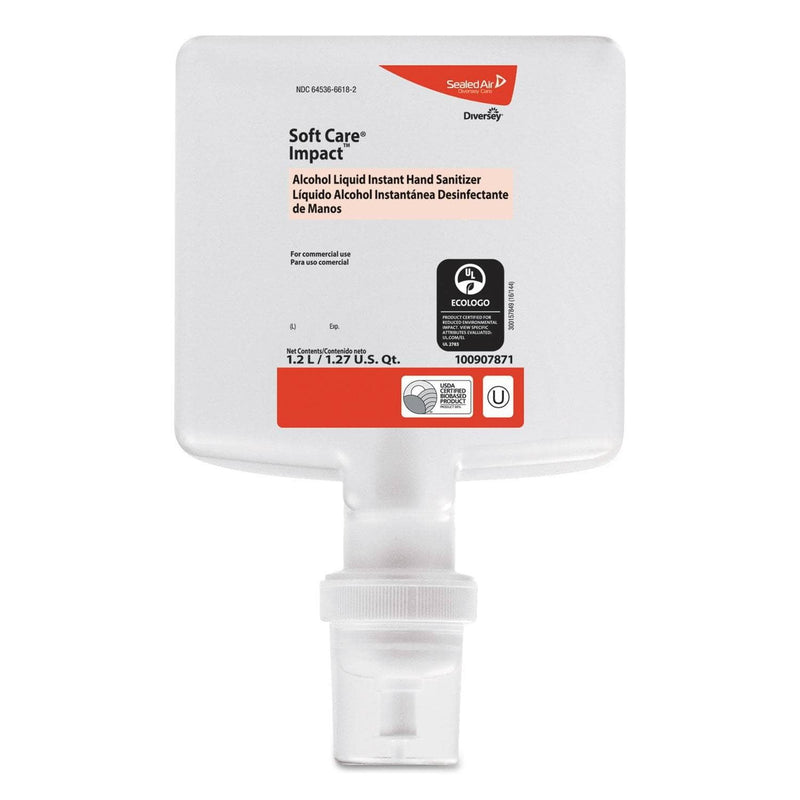 Diversey Soft Care Impact, Liquid Hand Sanitizer, 1.2 L Cartridge, Alcohol, 6/Ct - DVO100907871 - TotalRestroom.com