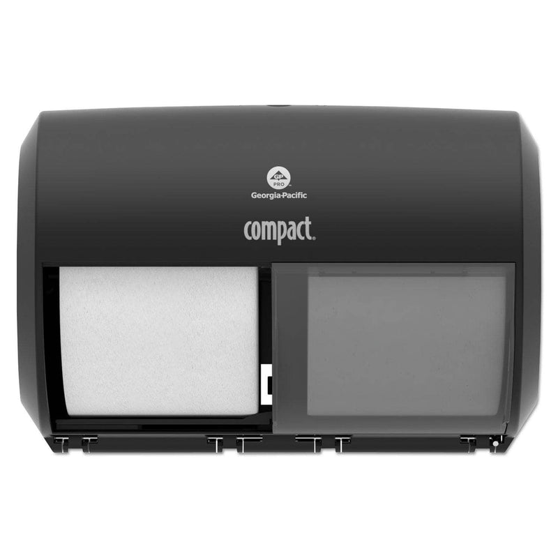 Georgia Pacific Compact Coreless Side-By-Side 2-Roll Tissue Dispenser, 11.5 X 7.625 X 8, Black - GPC56784A - TotalRestroom.com