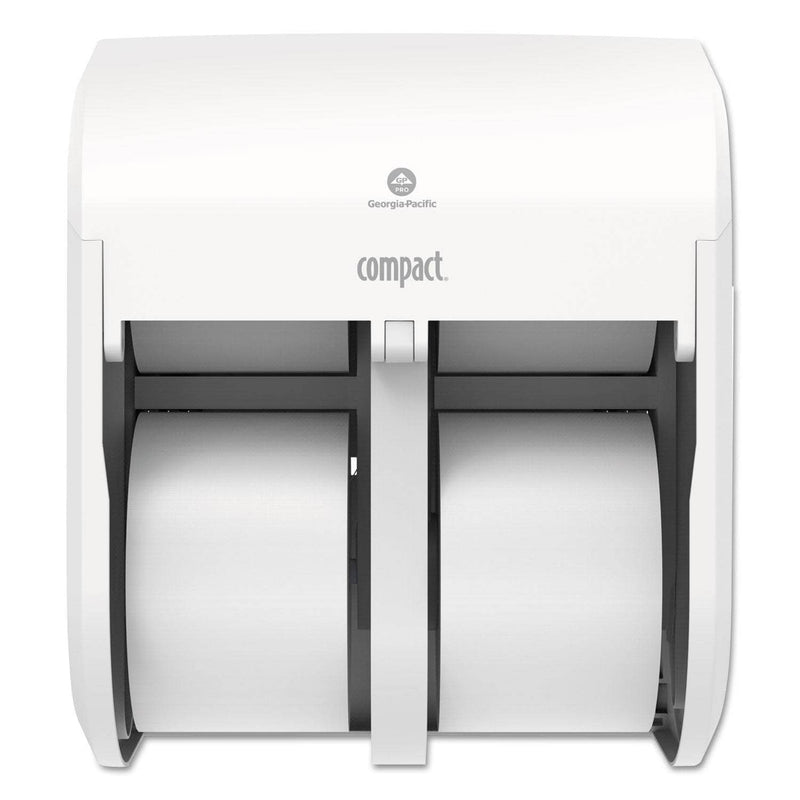 Georgia Pacific Compact Quad Vertical 4-Roll Coreless Tissue Dispenser, 12.06 X 8 X 14.44, White - GPC56747A - TotalRestroom.com