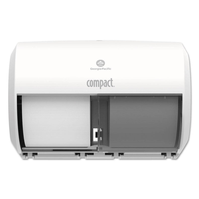 Georgia Pacific Compact Coreless Side-By-Side 2-Roll Tissue Dispenser, 11.31 X 7.69 X 8, White - GPC56797A - TotalRestroom.com