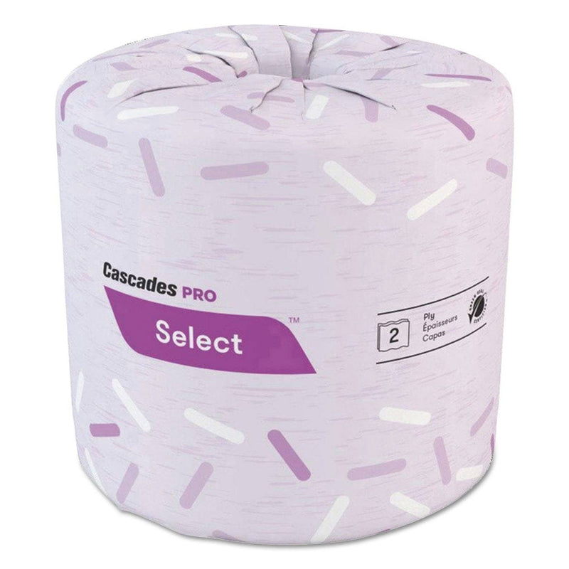 Cascades Select Standard Bath Tissue, 2-Ply, White, 4.25 X 4.1, 500/Roll, 48/Carton - CSDB180 - TotalRestroom.com