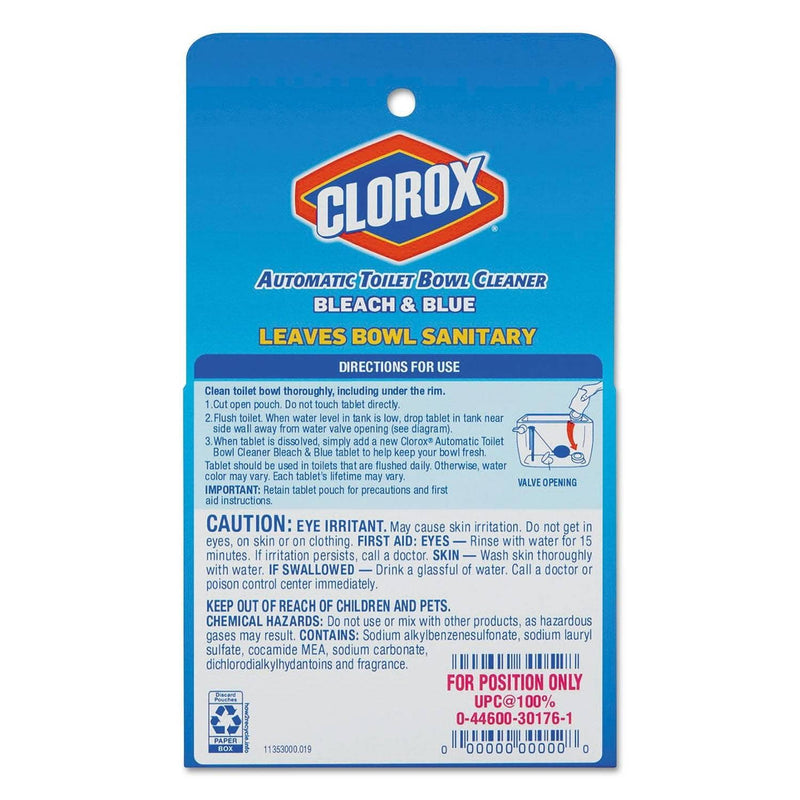 Clorox Bleach & Blue Automatic Toilet Bowl Cleaner, Rain Clean, 2.47Oz Tablet - CLO30176 - TotalRestroom.com