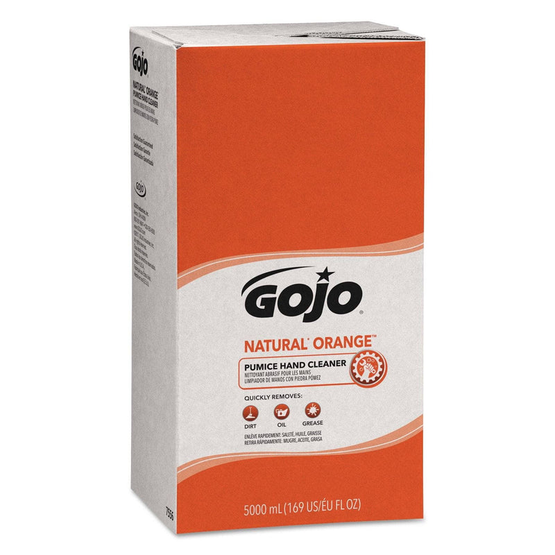 Gojo Natural Orange Pumice Hand Cleaner Refill, Citrus Scent, 5000 Ml, 2/Carton - GOJ7556 - TotalRestroom.com