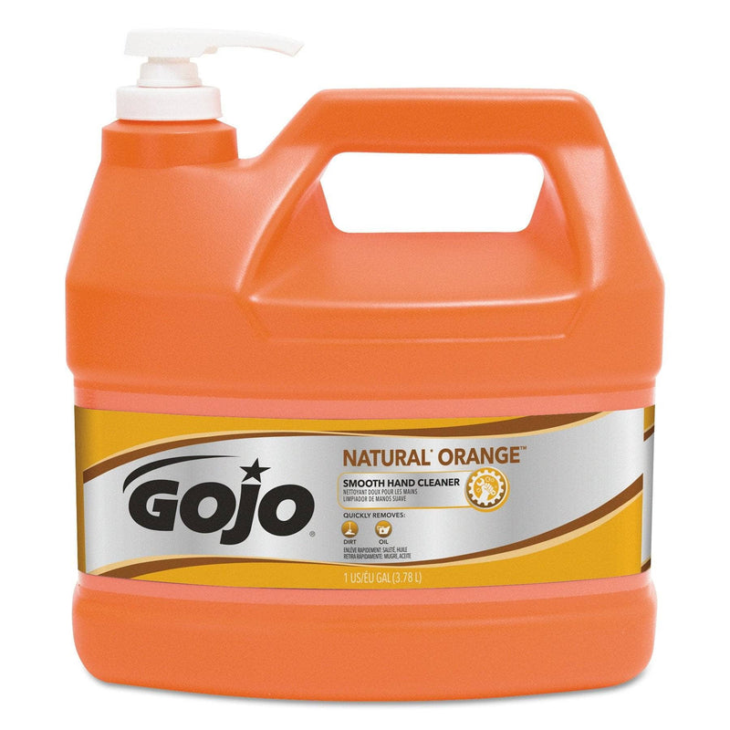Gojo Natural Orange Smooth Hand Cleaner, 1 Gal, Pump Dispenser, Citrus Scent, 4/Carton - GOJ094504 - TotalRestroom.com