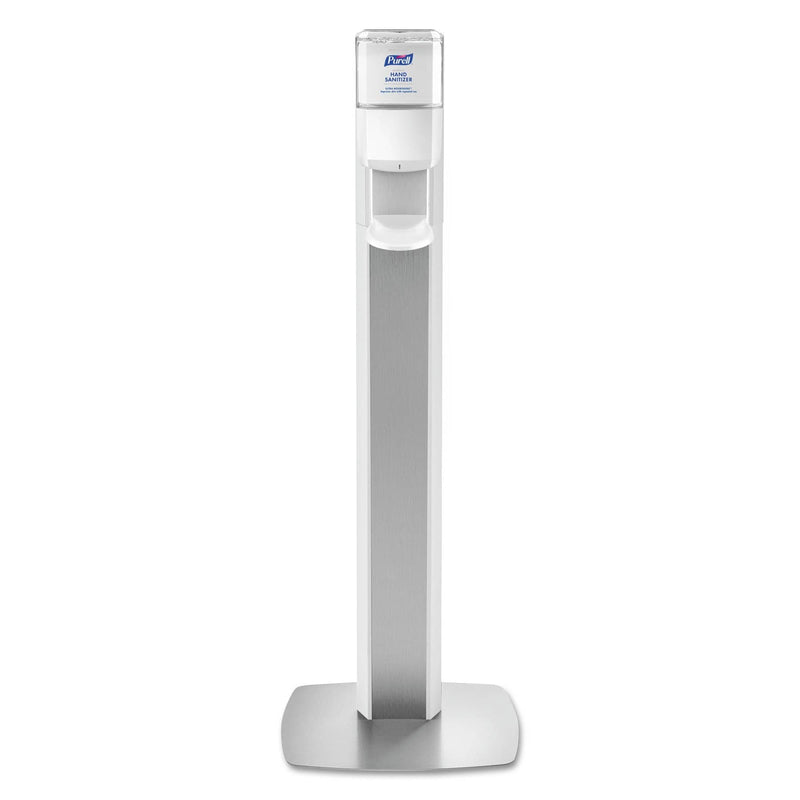 Purell Messenger ES6 Floor Stand With Gel Hand Sanitizer Dispenser, 1200 Ml, 13.16" X 16.63" X 51.57", Silver/White - GOJ7306DSSLV - TotalRestroom.com