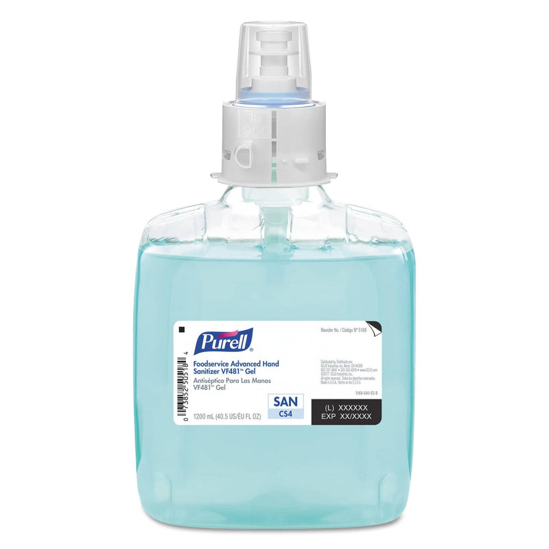 Purell Foodservice Advanced Hand Sanitizer Vf481 Gel, 1200 Ml, For Cs4 Dispensers, 2/Carton - GOJ516803 - TotalRestroom.com